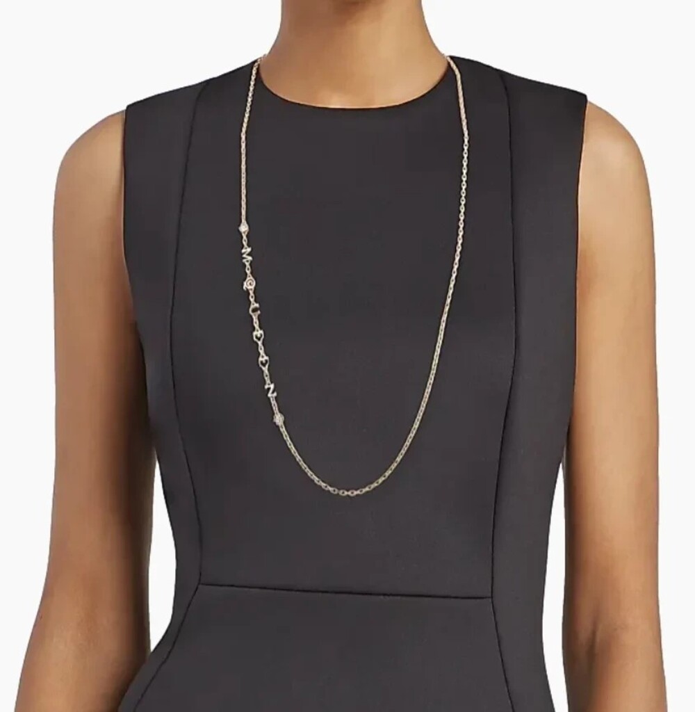 7442 - Alexander McQueen "McQueen" Goldtone & Glass Crystal Logo Chain Necklace